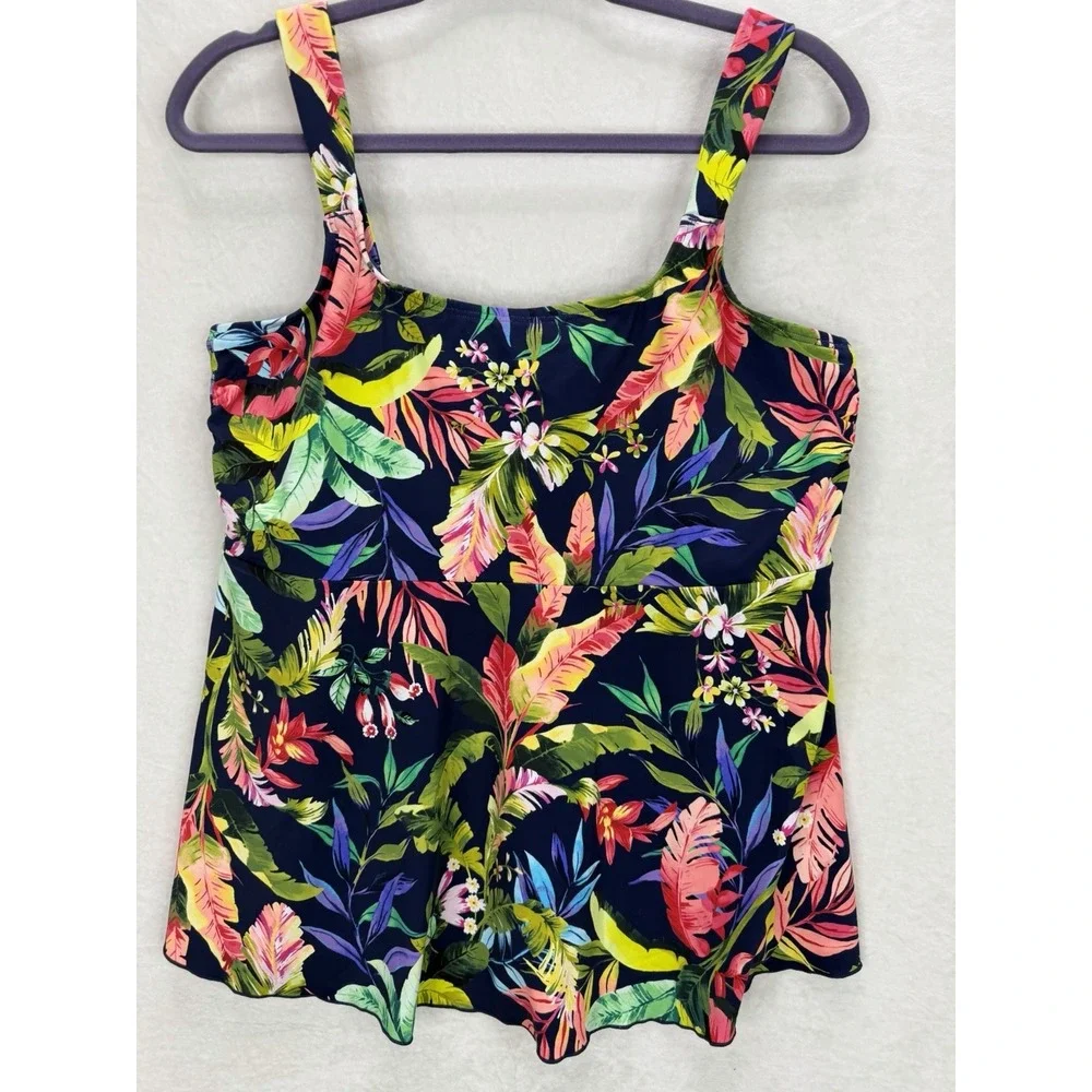 Lands' End Women's Tropical Print Tankini Top Size Large - Picture 2 of 8